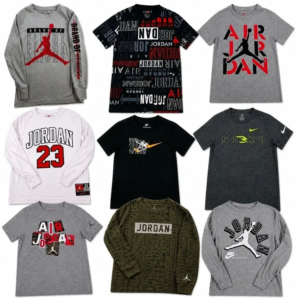 Lot of 9 Boys Youth 6 Small T Shirts 2 Nike 6 Air Jordan Graphic 2 Medium Bundle